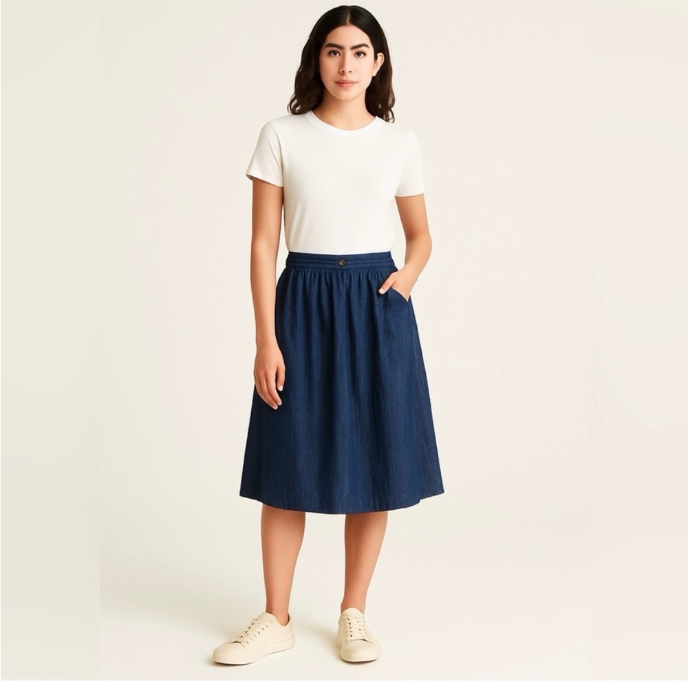 UNIQLO × Ines de la Fressange Paris Denim Midi Skirt – Size 8 / 28” Waist
